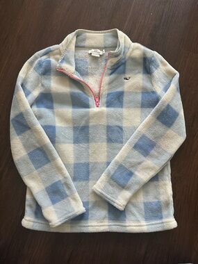 Vineyard Vines Plush Half-Zip Pullover in Light Blue, Cream & Pink